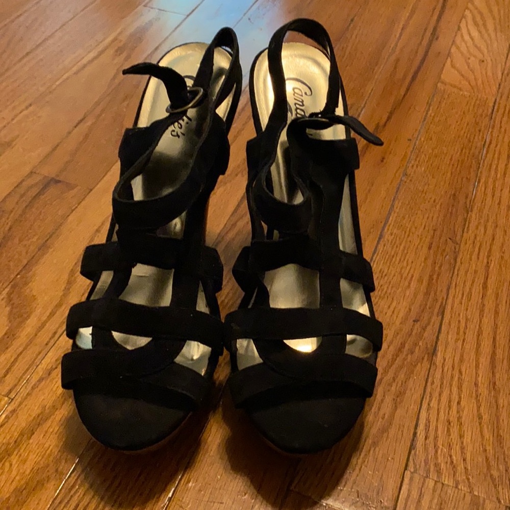 Candies heeled Black and Tan sandals